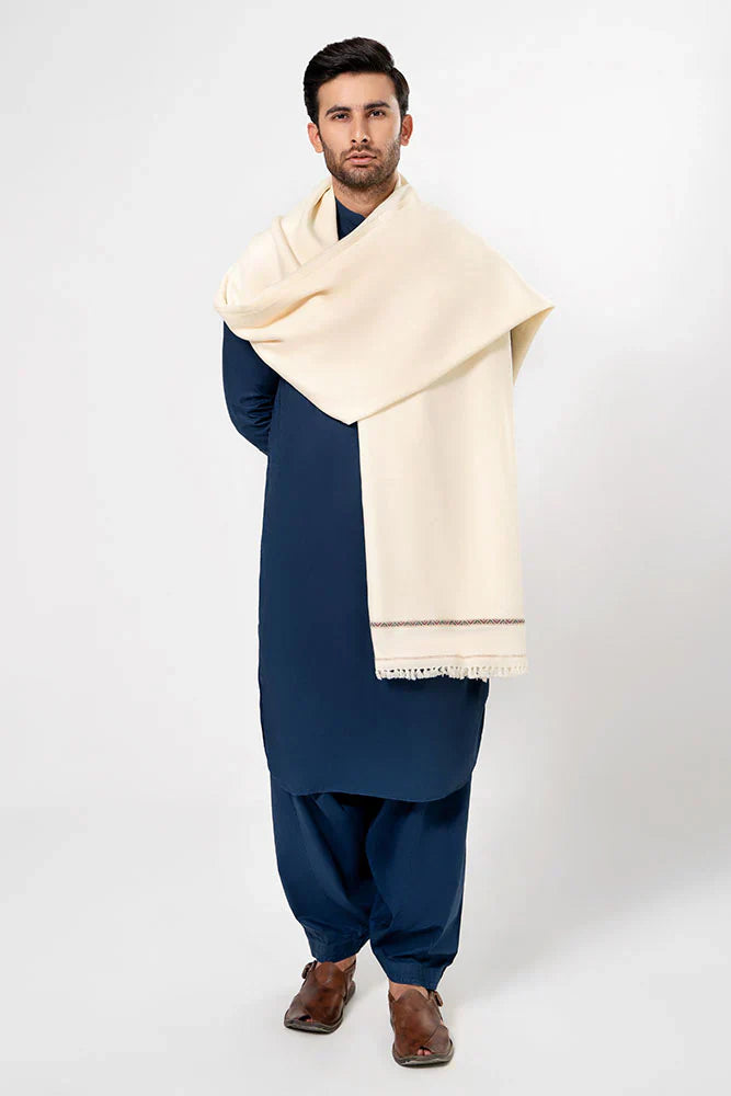 Men's Winter Wool Shawl - White