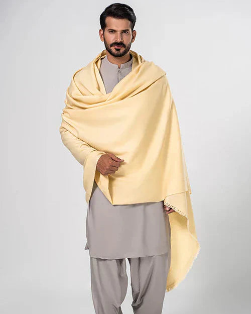 Men's Winter Wool Shawl - Cream