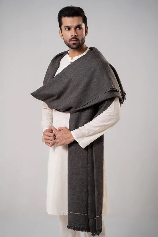 Men's Winter Wool Shawl - Dark Grey