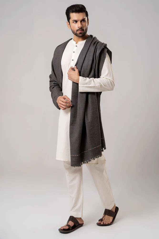 Men's Winter Wool Shawl - Dark Grey
