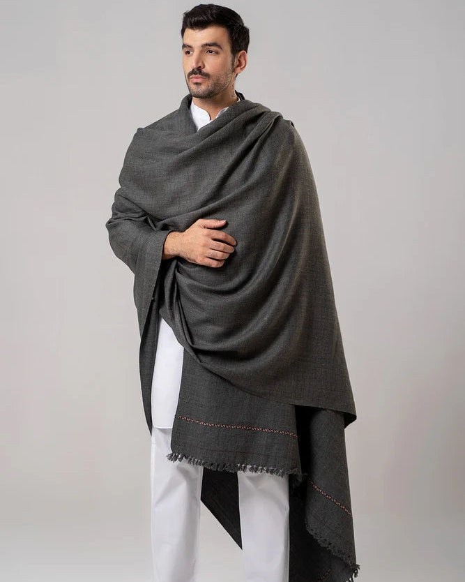 Men's Winter Wool Shawl - Dark Grey